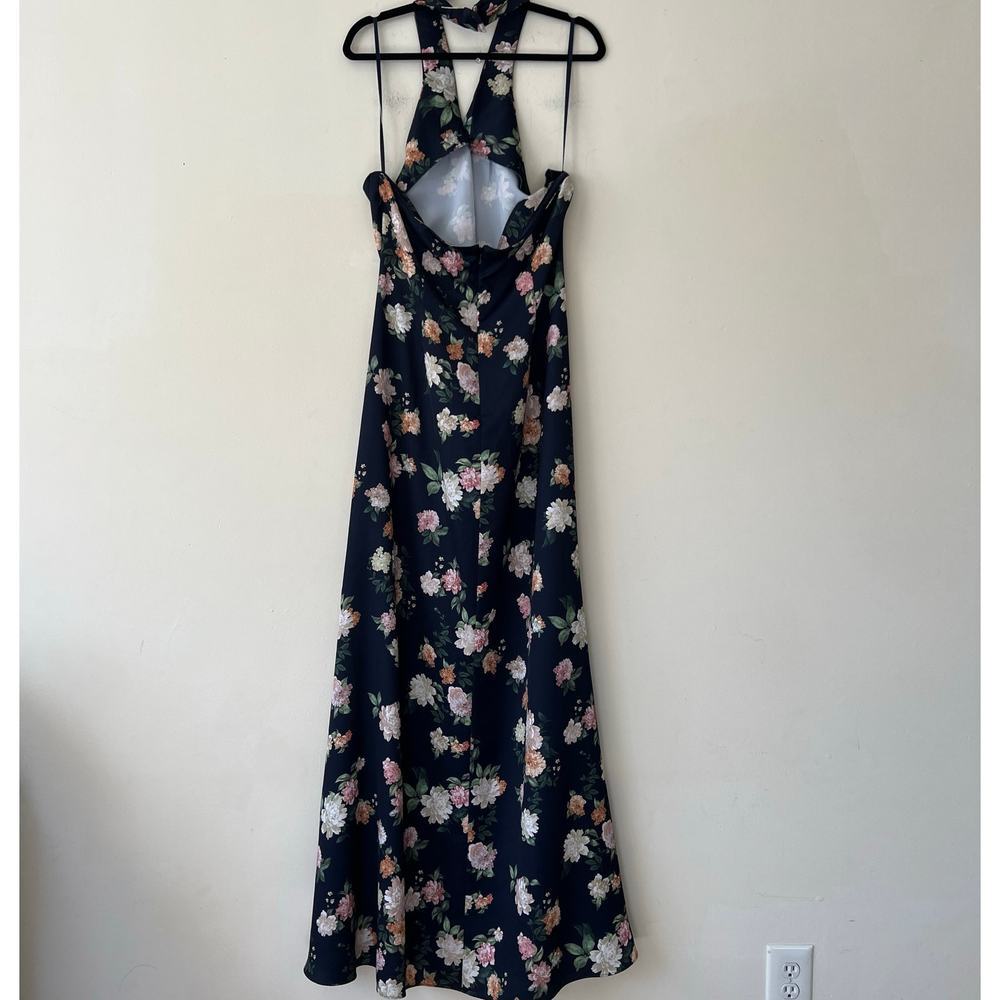 Anthropologie X Bhldn Ruby Twist Halter Satin Gown Navy Size 10 NWT - Picture 7 of 12